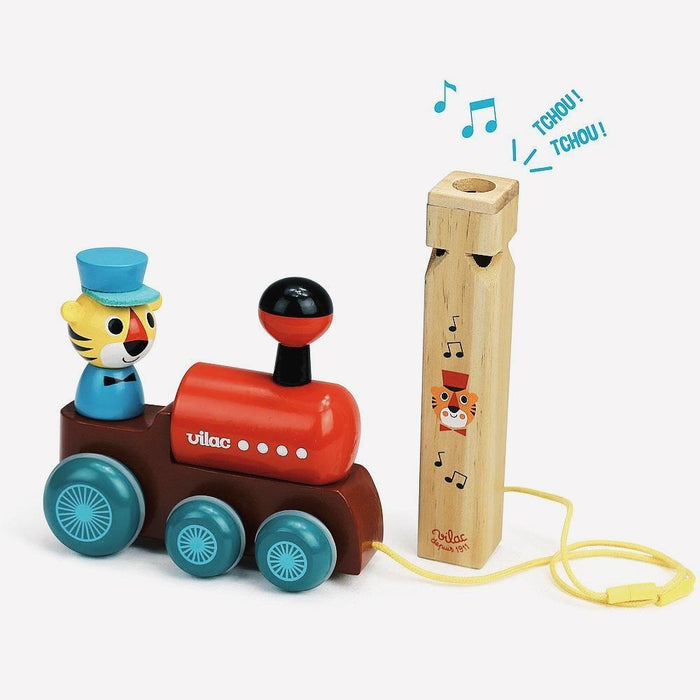 Train Pull Toy with a Whistle